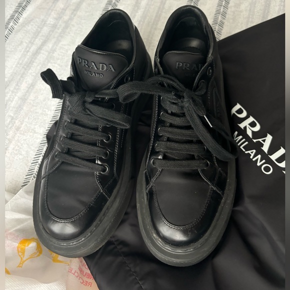 Prada Macro Re-Nylon and brushed leather sneakers - Picture 4 of 7